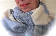 Pamela wearing a cashmere scarf.