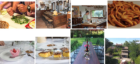 A collage of various scenes from Poggio Etrusco